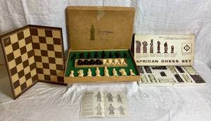 lot 139 image: Renaissance Chessman by E.S. Lowe and African Chess Set