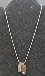 lot 19 image: Sterling Silver and 14K Gold Chain & Pendant with Opal