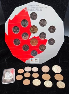 lot 168 image: Federal .999 Fine Silver 1 Troy Oz., Vancouver 2010 Olympic Winter Games Coin Collection and Queen Elizabeth Coins from Canada and Great Britain