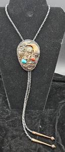 lot 163 image: Sterling Silver and Turquoise Bolo Tie
