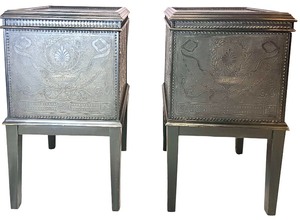 lot 57 image: Maitland Smith Hammered Copper Trimmed Lift Top Box Pair