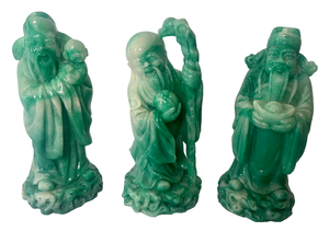 lot 16 image: Fuk Luk Sau Faux Jade Stone Figurines