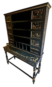 lot 10 image: Chinoiserie Black Lacquered Desk
