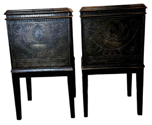 lot 61B image: Maitland Smith Hammered Copper Trimmed Lift Top Box Pair