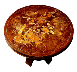 lot 59 image: Round Vietnamese Inlaid Wood Accent Table