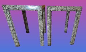 lot 8 image: Eggshell Inlay Black Lacquered End Tables
