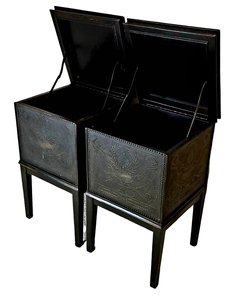 lot 33 image: Maitland Smith Hammered Copper Trimmed Lift Top Box Pair