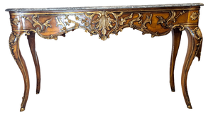 lot 42 image: Carved Marble Top Console Table