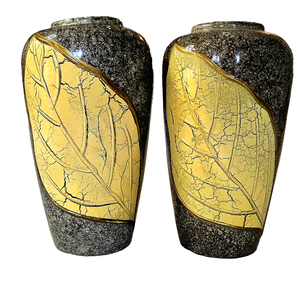 lot 71 image: Pair of Ceramic Vases With Leaf Design