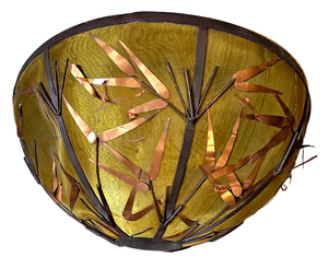 lot 70 image: Green & Gold Leaf Dome Light Fixture