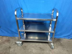 Winco SUC-30 3 Level Stainless Utility Cart with Raised Ledges