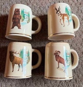 lot 18 image: Vintage Olympia Beer Wildlife Series Set of 4 Mugs