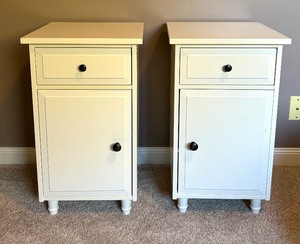 lot 28 image: Pair of White Side Tables  Night Stands