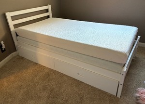 lot 35 image: White Bed Frame with Lower Drawers