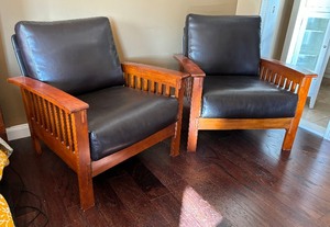 lot 11 image: Pair of Mission Style Chairs