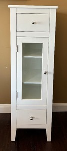 lot 39 image: Petite White Cabinet with Two Drawers