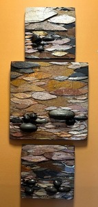 lot 44 image: Set of Three Slate and Stone Wall Art Pieces by Erika Bushee