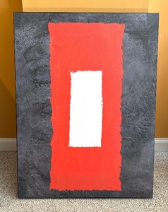 lot 46 image: Grey and Red Abstract 4 Print by Naxart Studio