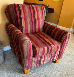 lot 18 image: Vibrant Hughes Furniture Upholstered Accent Armchair