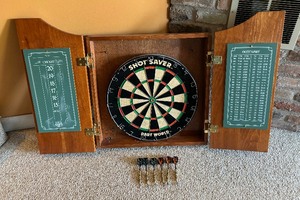 lot 52 image: Dart World Dartboard, Darts, Chalkboard Scoring and More