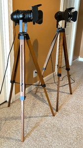 lot 9 image: Pair of Industrial Style Adjustable Height Lamps
