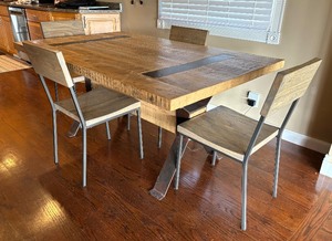 lot 3 image: Modern Style Dining Room Table with Four Chairs