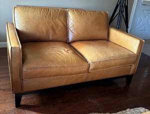 lot 6 image: Lovely Leather Loveseat  Sofa  Couch by Allure