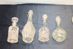 lot 7 image: Set of 5 Vintage Cut Glass Decanters