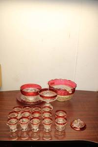 lot 24 image: Collection of Vintage Glass Serving Pieces - Glass Bowls and Cups