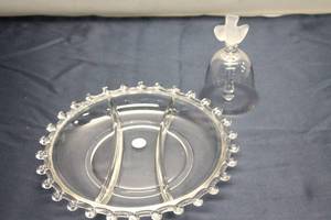 lot 53 image: Vintage Lalique Bell and Serving Plate Set