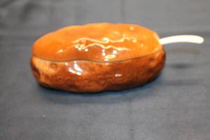 lot 78 image: Vintage Ceramic Sour Cream Dish with Lid - Unique Potato Design