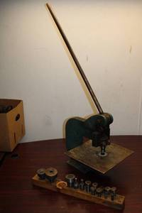 lot 836 image: Whitney-Jensen Foot Press - Metal Tool with Assorted Dies