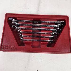 Lot Of Six ICON Professional SAE Ratcheting Combination Wrench Set Standard
