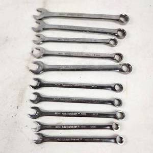 Lot Of Ten Crestoloy Combination Wrenches Great Condition