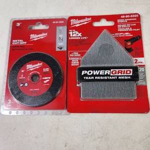 Lot Of Two New Milwaukee Items 3 Metal Cut-Off 49-94-3000 And Power Grid Tear Resistant Mesh 48-80-5320