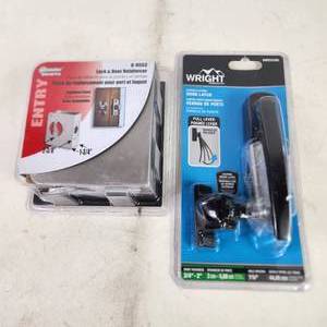 New Defender Security Lock & Door Reinforcer And Wright Screen & Storm Door Latch Black