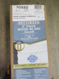 lot 48 image: 70x60 cordless 2 inch faux wood bli...
