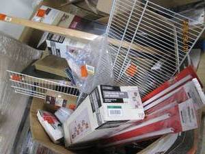 lot 99 image: pallet of shelving and more...