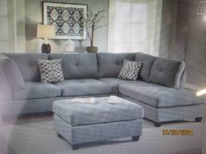 lot 101 image: Poundex Sectional Sofa with Ottoman...