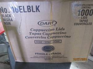 lot 127 image: case of 1000 black 16 oz dome lids...