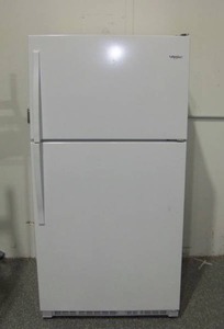 lot 1 image: Whirlpool 33 Wide - White - Top Freezer 20-Cubic Foot Refrigerator with Frameless Glass Shelves