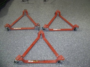 lot 111 image: Lot of 3 - Modern Equipment T3P 700-Pound Capacity Triangular Drum Dolly  Dollies - Casters for Moving Large Barrels