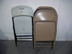 lot 117 image: Lot of Seven (7) Steel & Plastic Folding Chairs