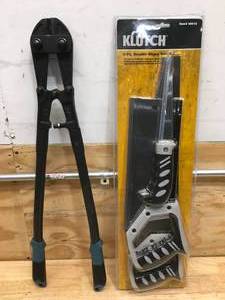 lot 57 image: Anvil Bolt Cutters and Klutch 3 Piece Saw Kit