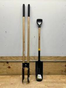 lot 66 image: YARDWORKS D-Grip Drain Spade with Post Hole Digger