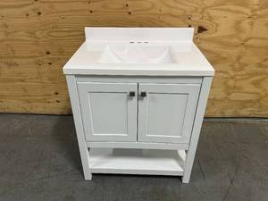lot 25 image: LONDON 30 Single Sink Bathroom Vanity with Top- White