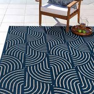 lot 61 image: Ravenna IndoorOutdoor Rug, Mika-Blue -6 ft. 6 in. x 9 ft. 6 in