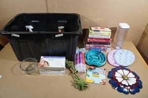 lot 242 image: Assorted Kitchen and Household in Black Bin