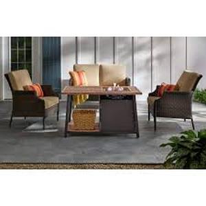 Hampton Bay Fordham 46 in. W 45000 Btu Brown Steel Propane Outdoor Fire Pit Table with Lava Rocks  Customer Returns See Pictures