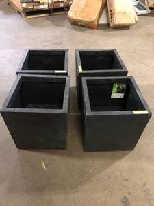 Lot of Tierra Verde Citadel Cube 14 in. x 14 in. Slate Rubber Self-Watering Planter Customer Returns See Pictures